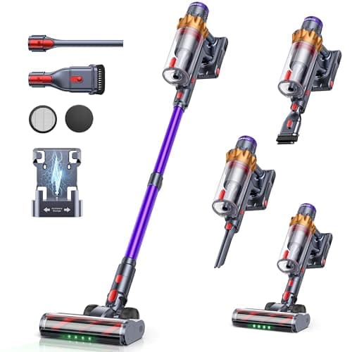 Cordless Vacuum Cleaner, 550W/45KPA/60Mins(ECO Mode) Vacuum Cleaners for Home, Self-Standing Stick Vacuum with Wall Mount Charging and Auto Mode, Handheld Vacuum for Pet Hair/Carpet/Floor