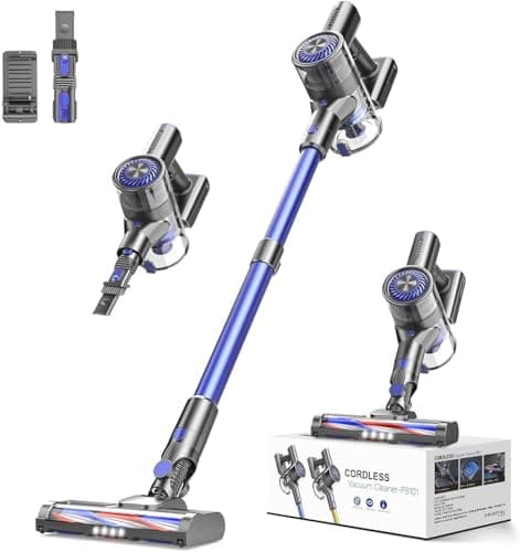Cordless Vacuum Cleaner, Vacuum Cleaner for Home with 80000 RPM High-Speed Brushless Motor, Up to 40 Mins Runtime, 2 Adjustable Suction, Anti-Tangle, Lightweight Stick Vacuum for Hard Floor