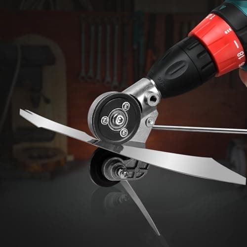 Upgraded Electric Drill Plate Cutter - Efficiently shears flat sheet metal, Metal Cutting Attachment with Adapter - Cuts 20-30GA sizes of Iron, Steel, Tin, Aluminum, and cardboard up to 3MM