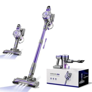 Vacuum Cleaners for Home,Cordless Vacuum Cleaner with Powerful Suction,Stick Vacuum Cleaner Rechargeable,Up to 35 Mins,Lightweight Vacuum for Pet Hair,Carpet,Floor(Purple)