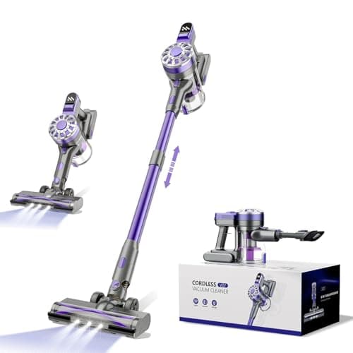 Vacuum Cleaners for Home,Cordless Vacuum Cleaner with Powerful Suction,Stick Vacuum Cleaner Rechargeable,Up to 35 Mins,Lightweight Vacuum for Pet Hair,Carpet,Floor(Purple)