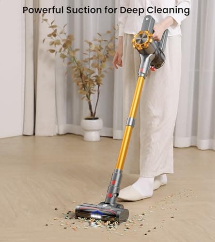 Cordless Vacuum Cleaner, 500W/45Kpa Vacuum Cleaners for Home with LED Display, 8 in 1 Lightweight Stick Vacuum with 50Min Runtime, Anti-tangle, Wall Mount Charging for HardFloor/Carpet/Pet Hair