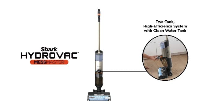 Shark Wet Dry Vacuum Mop All-in-One Cordless Hardfloor Cleaner, HydroVac MessMaster, 3-in-1 Self-Cleaning System, Strong Suction with 2 Brushrolls & 2 Solutions, for Hard Floors & Area Rugs, AW261