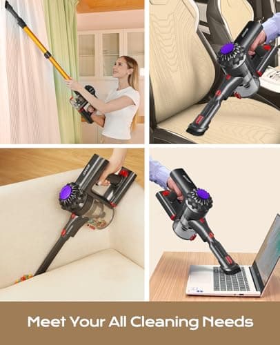 Cordless Vacuum Cleaner, 45Mins Powerful Vacuum Cleaners for Home, Lightweight Stick Vacuum Cordless with Advanced Green Light Tech, Rechargeable Battery Vacuum for Carpet,Pet Hair,Hardwood Floor