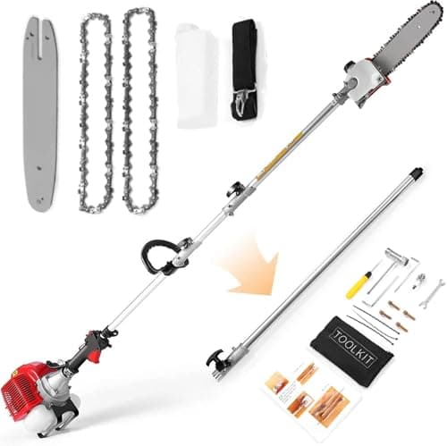 Homdox 58 CC Pole Saw Gas Powered - Total Reach 16 Foot, 2-Cycle Gas Pole Saws, Gas Pole Saws for Tree Trimming, 11.5" Guide Bar, Upgrade