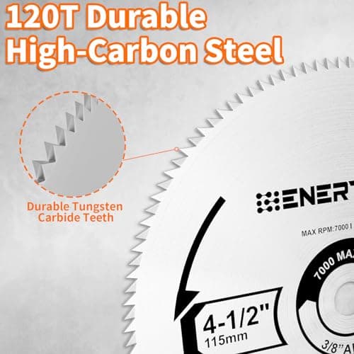 ENERTWIST 4-1/2 Inch 120T Circular Saw Blade 3/8 Inch (9.5mm) Arbor, Pack of 2-Pieces for Plywood, OSB, Paneling and Vinyl Siding Fast and Smooth Cutting Saw Blade