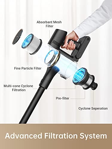 DREAME R10 Pro Cordless Vacuum Cleaner for Home, 6-in-1 Cordless Stick Vacuum Rechargeable, 65Mins Runtime, Powerful Suction, Wireless Vacuum Cleaner for Hardwood Floor, Carpet, Tile, Pet Hair, Black