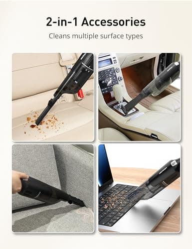 Cordless Handheld Vacuum, 15KPA Powerful Car Vacuum, Rechargeable, Charging Dock, Ergonomic Handle, 2-in-1 Crevice Tool, 1.8lb Portable Handheld Vacuums with 2-Speed for Car, Home