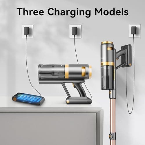 E.LUO Cordless Vacuum Cleaner 350W/≥24KPA Powerful Stick Vacuum with Led Screen Max 60 Mins Runtime Vacuum Cleaner with Rechargeable 2500 mAh Battery for Home Hard Floor Carpet Car Pet