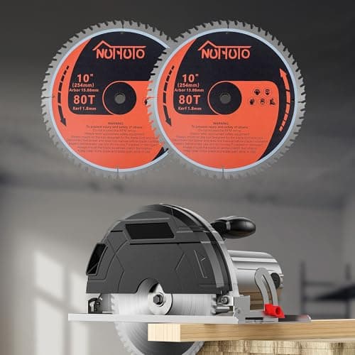 2 Pack 10" 80T Circular Saw Blade, Saw Blade Arbor Size 5/8-inch, TCT ATB for Cutting Wood, Plastic, PVC, Acrylic,by NUTTUTO