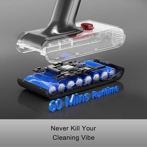 Cordless Vacuum Cleaner, 550W 48kPa 60 Mins Runtime Vacuum Cleaners for Home, Stick Vacuum with Intelligent Display, Rechargeable Battery and Anti-Tangle Brush, Perfect for Pet Hair/Carpet/Floors