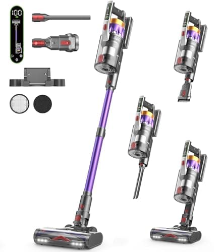 NADALY Cordless Vacuum Cleaner, 2025 New 580W 48KPA 65Mins Stick Vacuum, Anti-Tangle, Lightweight, Self-Standing, Rechargeable Vacuum Cordless, Vacuum Cleaners for Home/Pet Hair/Carpet/Hard Floor