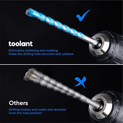 toolant Concrete Drill Bit Set & Masonry Drill Bit Set, Shockproof Hex Shank Drill Bit Set (7pcs) for Glass/Brick/Plastic/Cement/Tile, Industrial Strength Carbide Drill Bit Tip, 5/32"-3/8" Box of 7