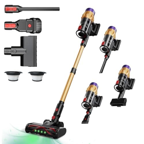 35KPA High Suction Cordless Vacuum Cleaner with LED Display - Stick Vacuum for Home, Removable Battery, Lightweight, Wall-Mounted, Low Noise, Touch Screen for Hard Floor, Carpet, Rug, Sofa