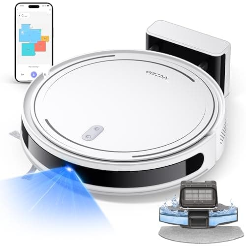 Vyzzle Robot Vacuum, 5000Pa Robot Vacuum and Mop, Smart Navigation, Ultra Slim Robot Vacuum Cleaner Self-Charging, Wi-Fi/App/Alexa Control, Ideal for Pet Hair, Hard Floor, Carpet