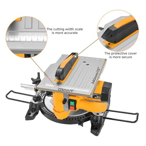 Hoteche 8-1/4-Inch 2-in-1 Compound Miter Saw & Table Saw – 10A Dual-Function Power Tool for Wood and Metal Precision Cutting