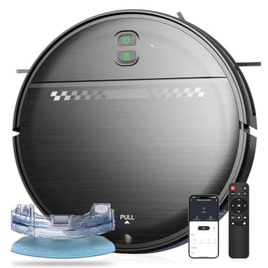 Robot Vacuum and Mop Combo, 2-in-1 Mopping Robot Vacuum Cleaner with 2300Pa Suction, 2.87'' Slim Design, Wi-Fi/App/Voice Control, 3D Obstacle Avoidance&Self-Charging for Hard Floors, Carpets, Pet Hair