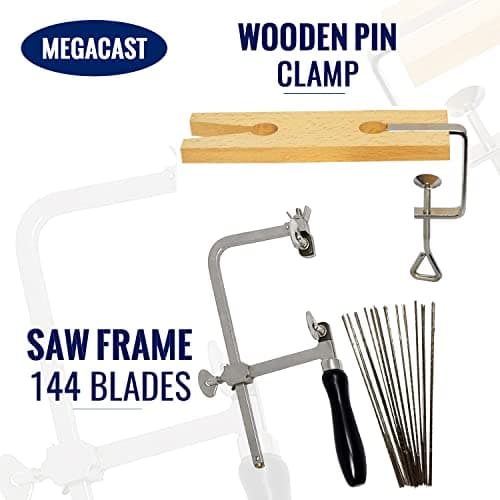3 in 1 Professional Jeweler's Saw Set Saw Frame 144 Blades Wooden Pin Clamp Wood Metal