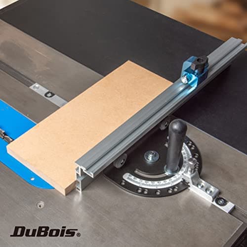 DuBois 51007 Table Saw Miter Gauge Fence System w/ 13 Precise Angle Stops & Standard 3/4”x 3/8”T-Slotted Miter Bar w/T-Slot Plate, Includes T-track Miter Fence, T-track Flip Stop, SEA/Metric Scale