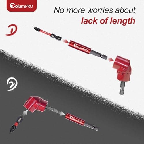 105 Degree Right Angle Drill Screwdriver Bit Set, 1/4” Hex Shank Right Angle Drill Attachment with 4PCS PZ2 & PH2 Screwdriver bits and bit holder