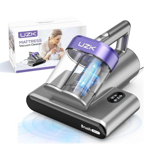 Bed Vacuum Cleaner Mattress Vacuum Cleaner,16Kpa Powerful Handheld Vacuums with UV-C Light & Double Dust Cup & High Heating & Ultrasonic & Anion for Bed Sofa (MV11,Black)