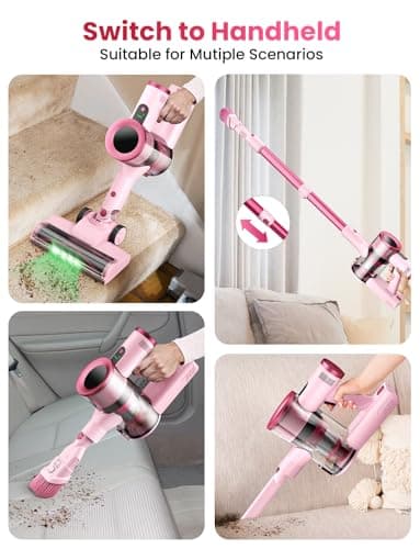 Cordless Vacuum Cleaner, Stick Vacuum with Smart LED Display, 45KPA 50Mins Vacuum Cleaners for Home, Powerful Suction, Anti-Tangled Lightweight Rechargeable Vac for Pet Hair, Carpet, Hard Floor