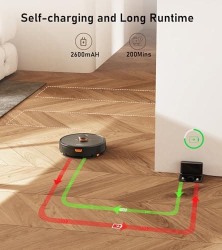NADALY D200 Robot Vacuum and Mop Combo, Lidar Navigation Robot Vacuum Cleaner, 6000Pa Suction, 200Mins Runtime, Wi-Fi/App/Alexa Control, Self-Recharging Robotic Vacuum for Carpet Pet Hair Hard Floor