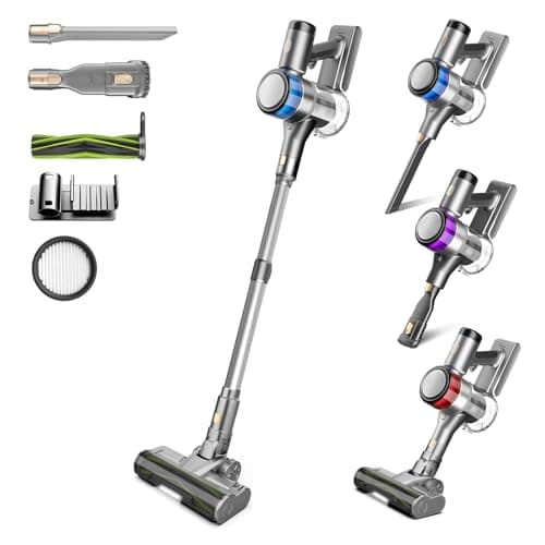 Dzaki Vacuum Cleaners for Home, 400W 45KPa 55 Mins Runtime Cordless Vacuum Cleaner, Smart Induction Auto-Adjustment Stick Vacuum, Rechargeable Battery Vacuum Cordless for Carpet Floor Pet Hair (Gray)