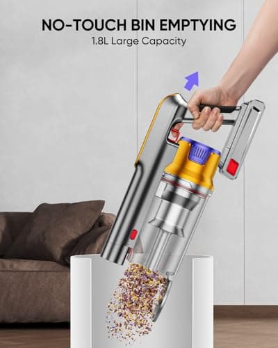 Cordless Vacuum Cleaner, 550W 45KPA 60 Mins Vacuum Cleaners for Home, Stick Vacuum with 1.8L Large Dust Cup, Wall Mount Charging, Anti-Tangle Wireless, Green Light for Pet Hair, Carpets, Hardwood