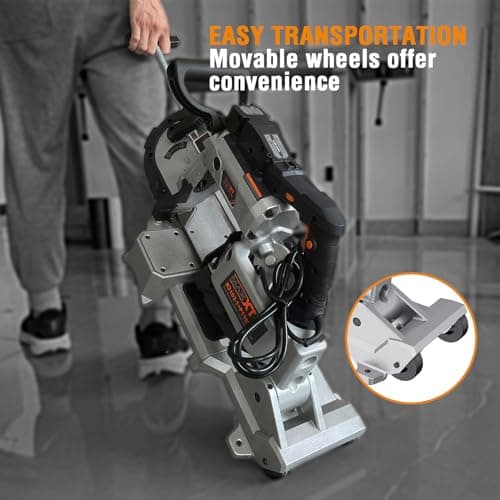 MAXXT Band Saw with Lightweight Aluminum Base, 10 Amp 5 Inch Deep Cut Bandsaw, Variable Speed Handheld Automatic Multipurpose Cut with Carrying Wheels Portable Metal Saw, Band Saws for Metal Wood