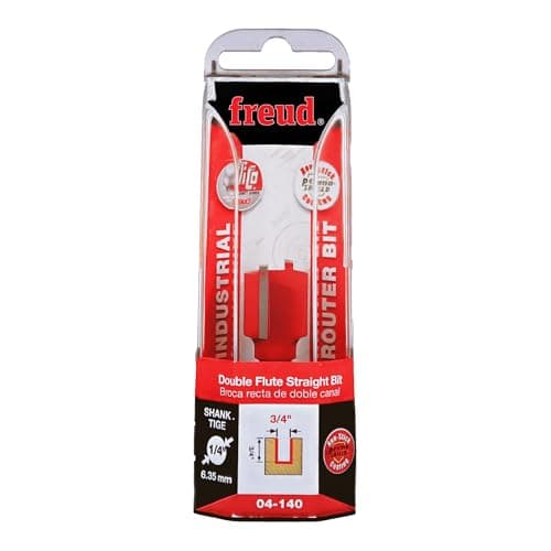 Freud Double Flute Straight Bit with Tico Hi-Density Carbide for Maximum Performance - 2 Cutters, 24000 RPM, 3/4" Height, 3/4" Diameter, 2-1/8" Length, 1/4" Shank - 04-140