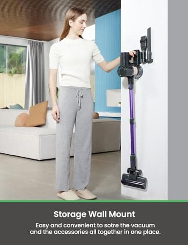 V8PRO Cordless Vacuum Cleaner for Home - 25Kpa Stick Vacuum with Self Standing Design, Max 35Min Runtime, 6 in 1 Lightweight Vacuum for Hardwood Floors and Carpet Pet Hair Car (Purple)
