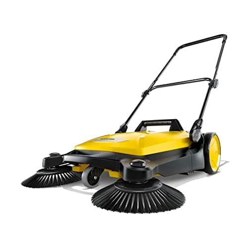 Kärcher Walk Behind Outdoor Push Sweeper S 4 Twin for Workshops, Warehouses or Garages - 5X Faster Than a Push Broom, 5.25 Gallon Capacity, 26.8" Sweeping Width