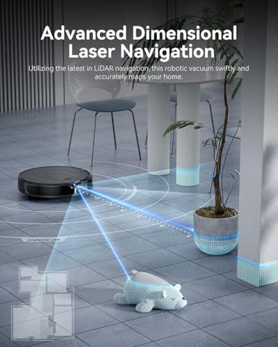 Robot Vacuum and Mop Combo, LiDAR Navigation, Ultra Slim Design, 9000Pa Suction Robotic Vacuum Cleaner – 200 Min Runtime, Auto Recharge, Customizable Cleaning for Pet Hair, Hard Floors