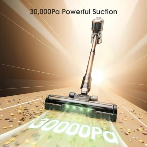 Cordless Vacuum Cleaner, 30Kpa Stick Vacuum with Anti-Tangle Brush and Upgraded Green Light, Vacuum Cleaner for Home, Wireless Vacuum for Pet Hair, Carpet, Hard Floor