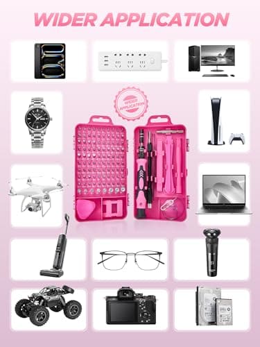 Pink Cordless Drill Set 142 Pcs, 21V Pink Power Drill Tool Set Kit with Storage Bag, Electric Drill Set for Women, Precision Screwdriver set, Magnetic Wristband, for Home DIY Projects