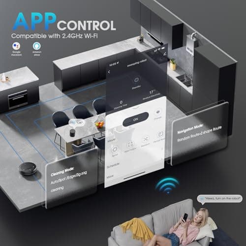 Robot Vacuum and Mop, 2-in-1 Robotic Vacuums Cleaner with Smart Max Strong Suction, WiFi/App/Alexa Voice Control, Obstacle Avoidance, for Pet Hair, Carpets and More