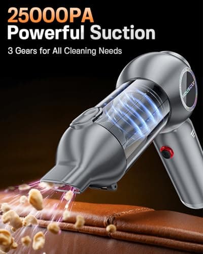 Handheld Car Vacuum Portable Cordless 25000Pa High Power Small Mini Hand Vacuum Cleaner Rechargeable 4-in-1 Compressed Air Duster Blower Pump Wireless Handheld Vac for Car Office Desktop Home Cleaning