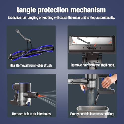 Cordless Vacuum Cleaner, Super Power Suction Stick Vacuum Cleaners with 2200 mAh Battery,8-in-1 Lightweight Self-Standing, 35 Mins Runtime for Home Hard Floor Low-Pile Carpet Pet Hair