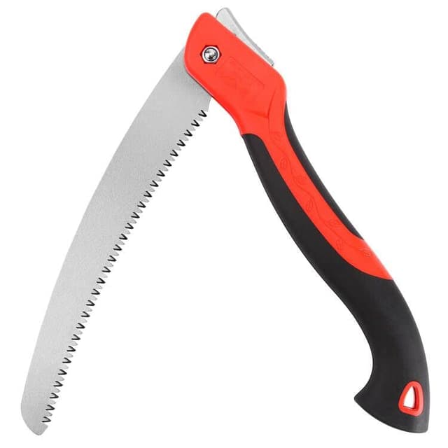 10 Inch Heavy Duty Pruning Saw, Folding Hand Saw with SK5 Curved Blade, Triple-cut Razor Teeth Used for Trees Wood Cutting Camping Gardening Work, Hiking, Landscaping, Tree Trimming