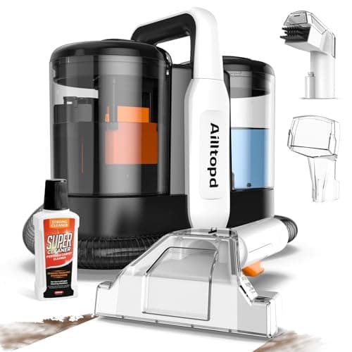 Upholstery Cleaner Machine, Powerful Suction & Portable Spot Remover, Deep Stain Cleaning for Carpet, Pets, Stairs, Car Seat, Couch, with Dual Size BrushHead and Cleaning Solutions