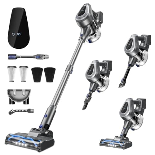 Cordless Vacuum Cleaner, Stick Vacuum Cleaners with 150AW Powerful Suction, Tangle-Free Tech for Home with LED Display for Carpet Hardwood Floor Pet Hair Car Cleaning