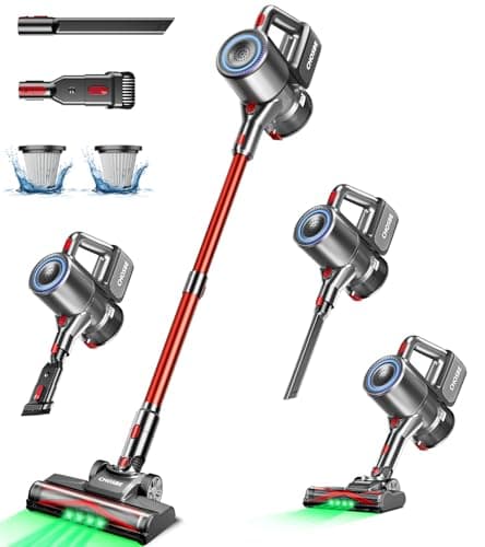 Cordless Vacuum Cleaner, 500W/40Kpa Stick Vacuum with 45Mins Runtime, Self-Standing Vacuum Cleaners for Home, Anti-Tangle, 1.5L Dust Cup, Rechargeable Vacuum for Hardwood Floor Carpet Pet Hair
