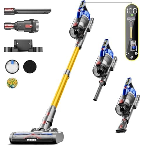 Cordless Vacuum Cleaner, 45KPA 550W 65Mins Cordless Vacuum with Dual Handle, Stick Vacuum with Aroma Tablet, Anti-Tangle Brush, Rechargeable Wireless Vacumm for Carpets/Hard Floors/Pet Hair
