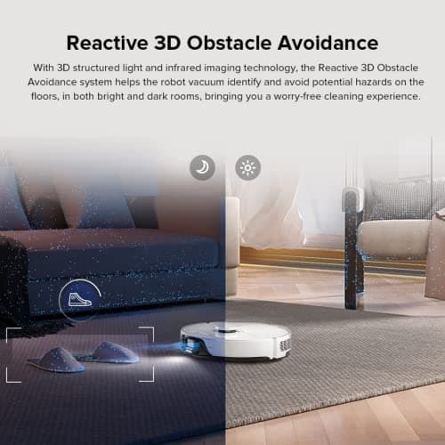 roborock S8+ Robot Vacuum, Sonic Mop with Self-Empty Dock, Stores up to 60-Days of Dust, Auto Lifting Mop, Ultrasonic Carpet Detection, 6000Pa Suction, White