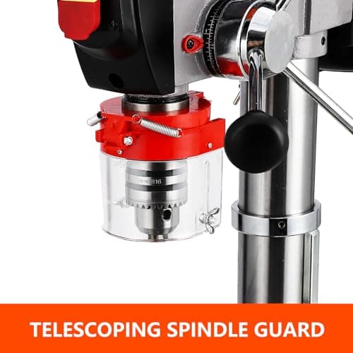 13 in Floor Drill Press, 7.5 Amp 120V, 288-3084 RPM Variable Speed Cast Iron Bench Drill Press, 0-45°Tilting Worktable, Tabletop Drilling Machine for Wood Metal