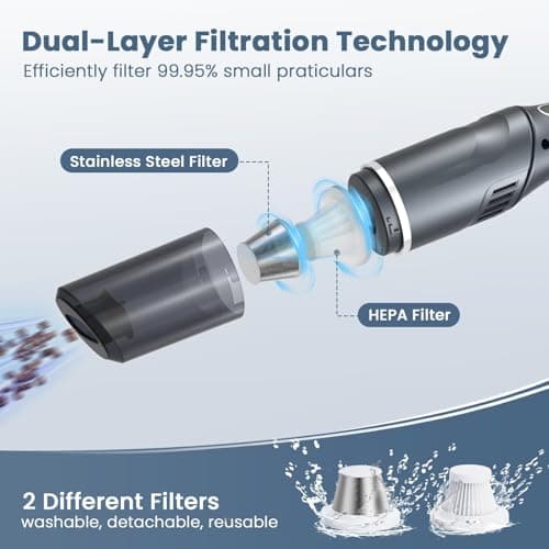Cordless Car Vacuum Cleaner - Portable Handheld Vacuum with 90° Adjustable Handle,120W / 15000Pa Rechargeable Mini Dust Buster for Cars,Carpets and Pet Hair