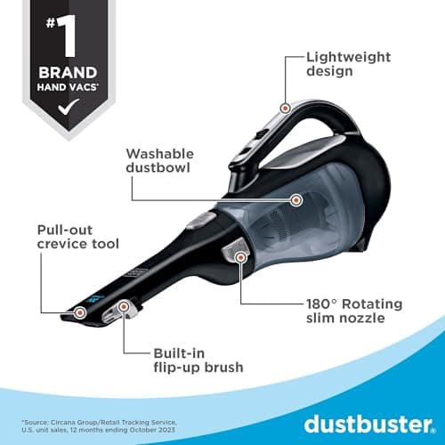 BLACK+DECKER dustbuster 20V Cordless Handheld Vacuum, Powerful Suction, Home and Car Vacuum (BDH2000L)