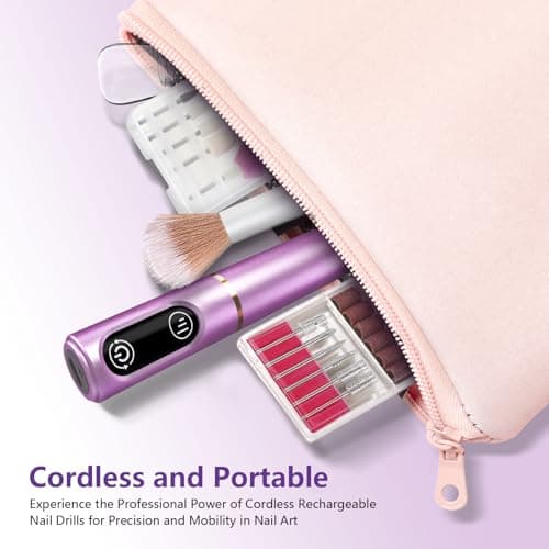 Cordless Nail Drill Electric Nail File Kit Rechargeable Professional Efile Nail Set, Portable Acrylic Gel Nail Polish Remover Machine Pedicure Manicure Tool, 11 Bits 56 Sanding Bands Salon Home