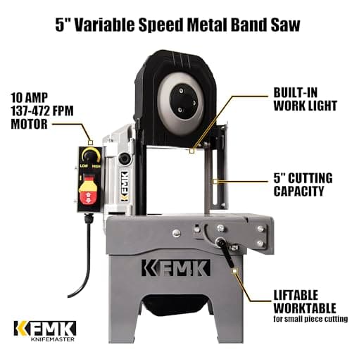 10A Variable Speed Metal Band Saw with Large Workbench, 5" Cutting Capacity, Adjustable Speed 137-472 FPM, BandSaw Perfect for Metalworking, Knife Cutting